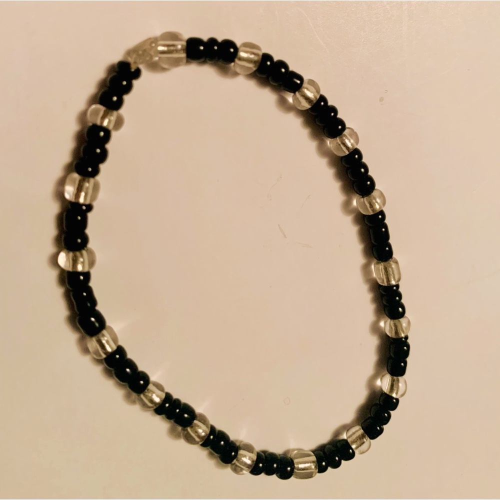 Black and clear transparent beaded handmade bracelet